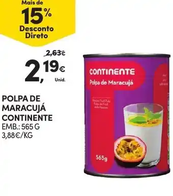 Continente Polpa de Maracujá Continente 565g promoção