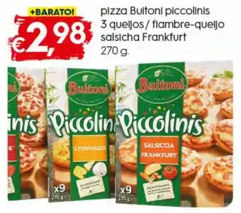 Bolama Pizza Bultoni Piccolinis 3 Queijos / Fiambre Queijo Salsicha Frankfruit 270g promoção