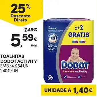 Continente Toalhitas Dodot Activity 4x54Un promoção