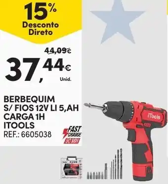 Continente Berbequim S/Fios 12V LI 5, AH Carga 1H Itools promoção