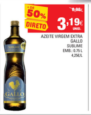 Continente Azeite Virgem Extra Gallo 0,75L promoção