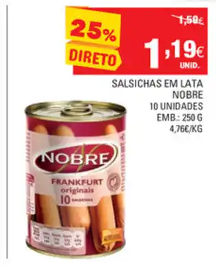 Continente Salsichas em Lata Nobre 10 Unidades 250g promoção