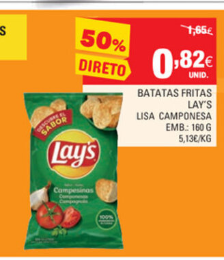 Continente Batatas Fritas Lay's 160g promoção
