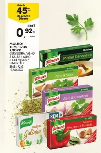 Continente Molho / Temperos Knorr 72g promoção