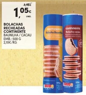 Continente Bolachas Recheadas Continente 500g promoção