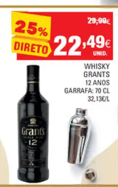 Continente Whisky Grants 12 Anos 70cl promoção