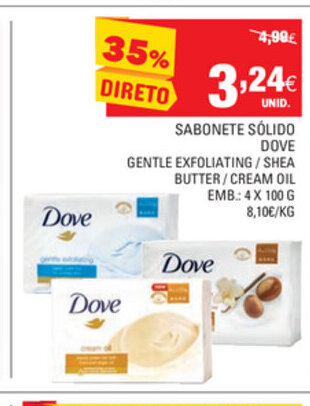 Continente Sabonete Sólido Dove 4x100g promoção