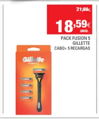 Continente Pack Fusion 5 Gillette Cabo+ 5 Recargas promoção