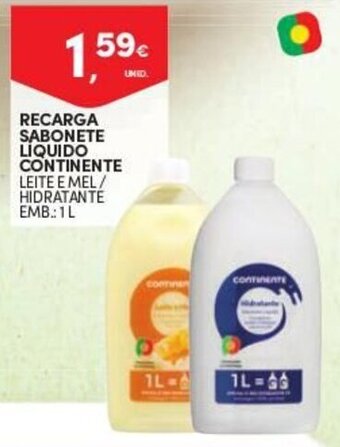 Continente Recarga Sabonete Líquido Continente 1L promoção