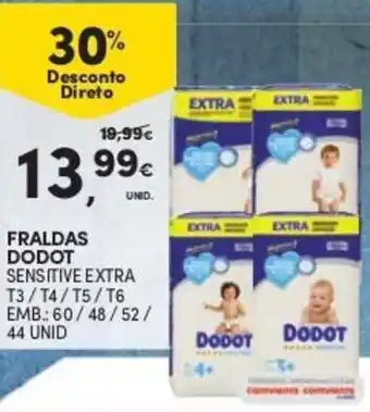 Continente Fraldas Dodot T3 c/60, T4 c/48, T5 c/52, T6 c/44 unid promoção