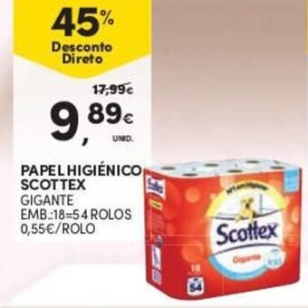 Continente Papel Higiénico Scottex 18-54 rolos promoção