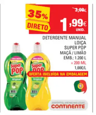 Continente Detergente Manual Loiça Super Pop 1,200L promoção