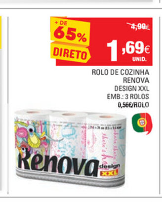 Continente Rolo de Cozinha Renova Design XXL 3 Rolos promoção