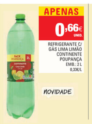 Continente Refrigerante C/Gás Lima Limão Continente Roupança 2L promoção
