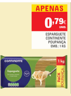 Continente Esparguete Continente Poupança 1kg promoção