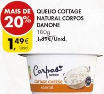 Pingo Doce Queijo Cottage Natural Corpos Danone 180g promoção