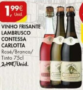 Pingo Doce Vinho Frisante Lambrusco Contessa Carlotta 75cl promoção