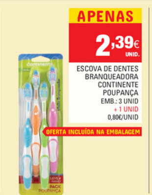 Continente Escova de Dentes Branqueadora Continente Poupança 3 Unid promoção