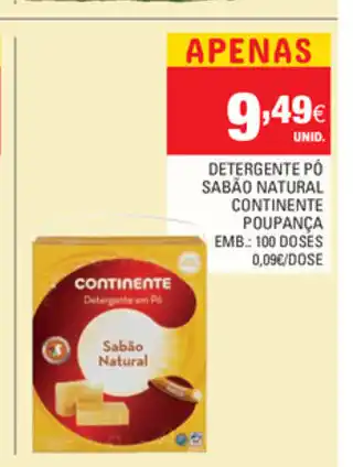 Continente Detergente Pó Sabão Natural Continente Poupança 100 Doses promoção