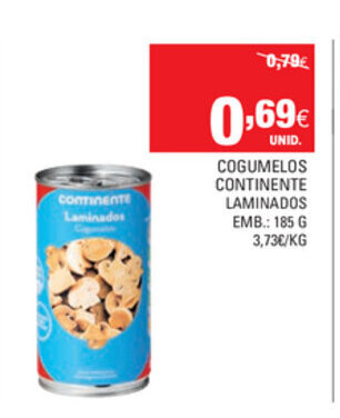 Continente Cogumelos Continente Laminados 185g promoção