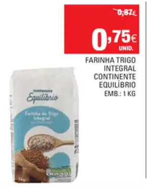 Continente Farinha Trigo Integral Continente Quilíbrio 1kg promoção