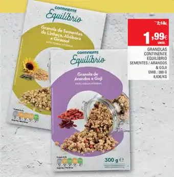 Continente Granolas Continente Equilíbrio 300g promoção