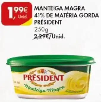 Pingo Doce Manteiga Magra 41% de Matéria Gorda Président 250g promoção