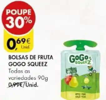 Pingo Doce Bolsas de Fruta GoGo Squeez 90g promoção