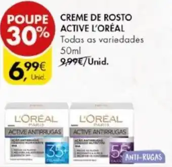 Pingo Doce Creme de Rosto Active L'Oréal 50ml promoção