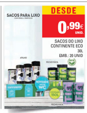 Continente Sacos do Lixo Continente Eco 30L promoção