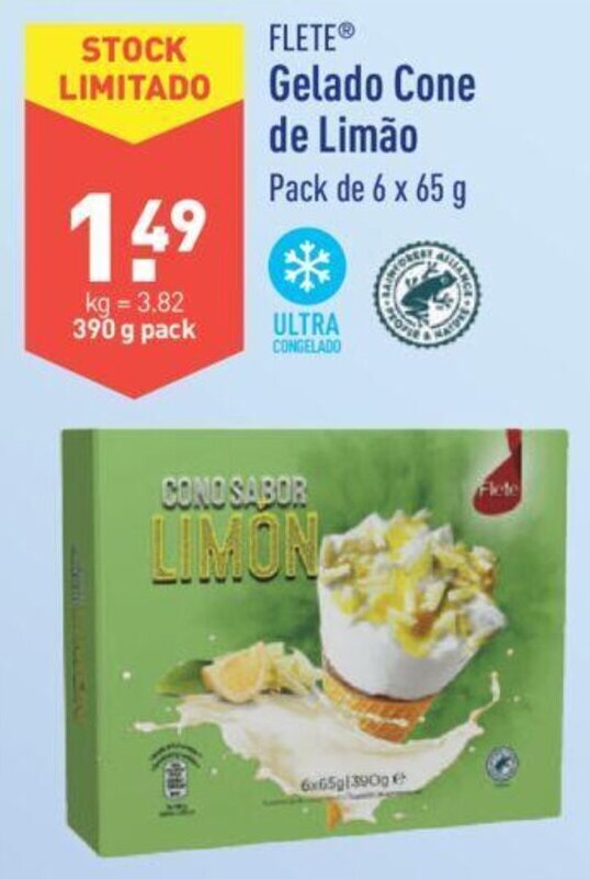 Promoção Flete Gelado Cone de Limão 6 x 65g em ALDI
