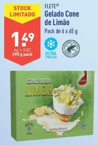 ALDI Flete Gelado Cone de Limão 6 x 65g promoção