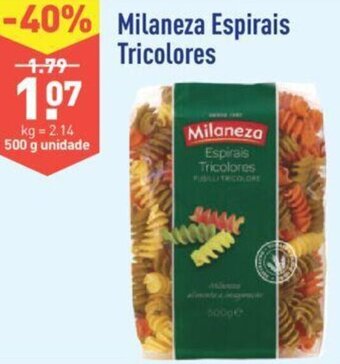 ALDI Milaneza Espirais Tricolores 500g promoção