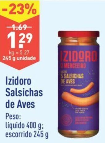 ALDI Izidoro Salsichas de Aves 245g promoção
