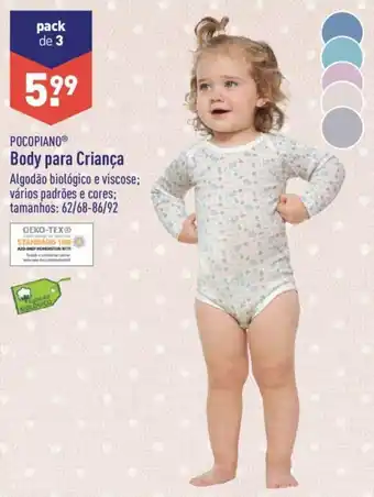 ALDI Pocopiano Body para Criança 62 / 68 - 86 / 92 promoção