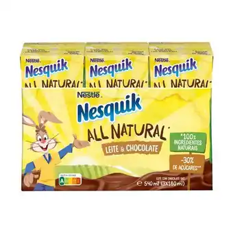 Pingo Doce Leite achocolatado all natural nesquik - pack 3 promoção