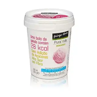 Pingo Doce Gelado de morango sem açúcar pura vida promoção