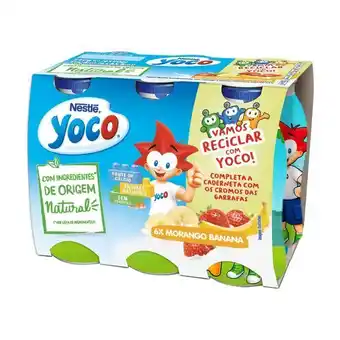 Pingo Doce Iogurte líquido morango banana 100% natural yoco suissinho - pack 6 promoção