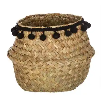 Cesto decorativo seagrass com pompon preto