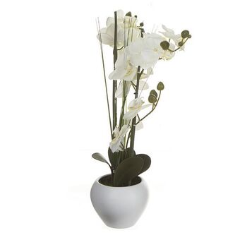 Hôma Vaso em cerâmica branco com orquídea artificial promoção
