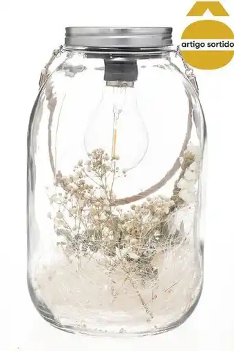 Hôma Lanterna led com flores secas 17x28cm promoção