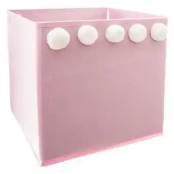 Hôma Cubo de arrumação rosa com pompons 29cm promoção