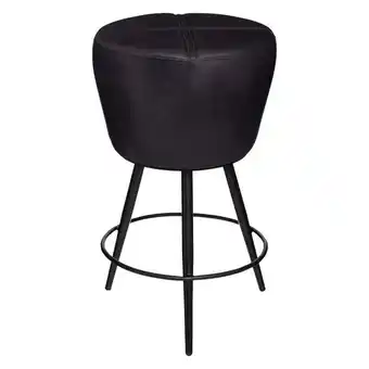 Hôma Tamborete de couro preto promoção