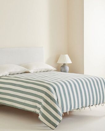 ZARA HOME Capa de edredão fio tingido riscas promoção