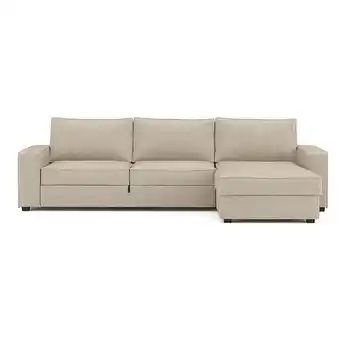 Sofá-cama chaise longue 3 lugares plume bege