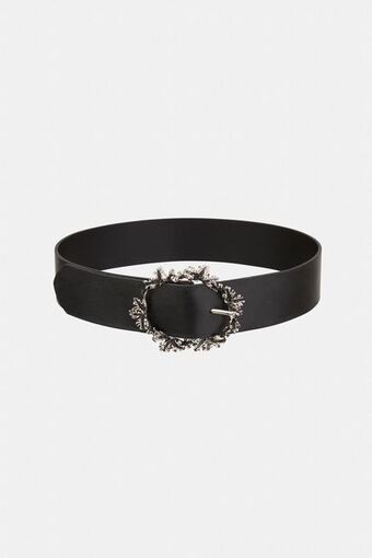 ZARA Cinto de pele com fivela e folhas limited edition promoção