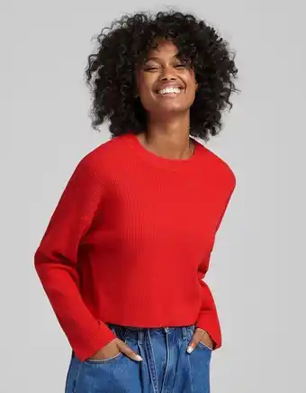 Bershka Camisola de malha canelada com gola redonda promoção