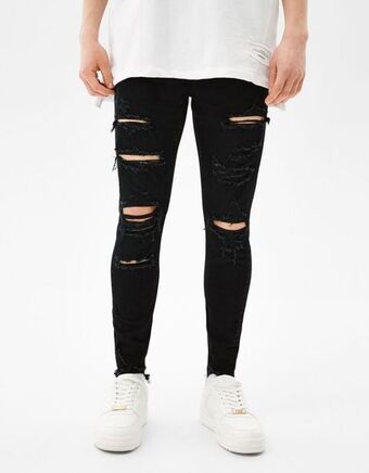 Bershka Jeans skinny fit com rasgões promoção
