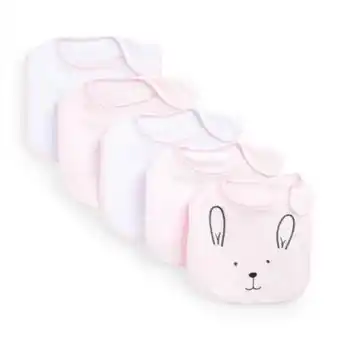 Pack 5 babetes estampados terry bunny menina bebé recém-nascido cor-de-rosa