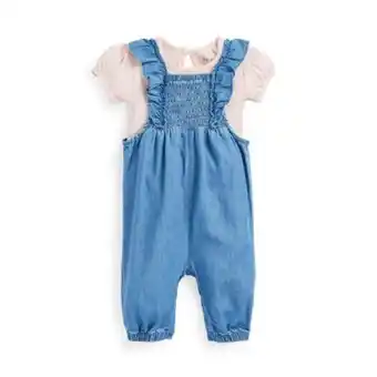 Primark Conjunto jardineiras cambraia recém-nascida azul/pêssego promoção